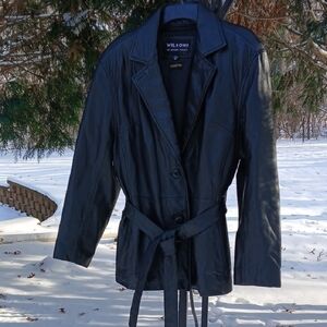 Vintage 90s Womens Wilsons Leather Belted Jacket  Sz XL